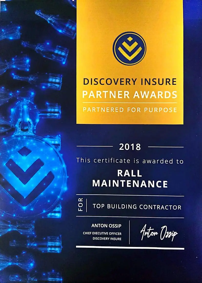 Certificate of recognition from Discovery Insure Partner Awards 2018