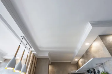 Modern ceiling design with recessed lighting and pendant lights